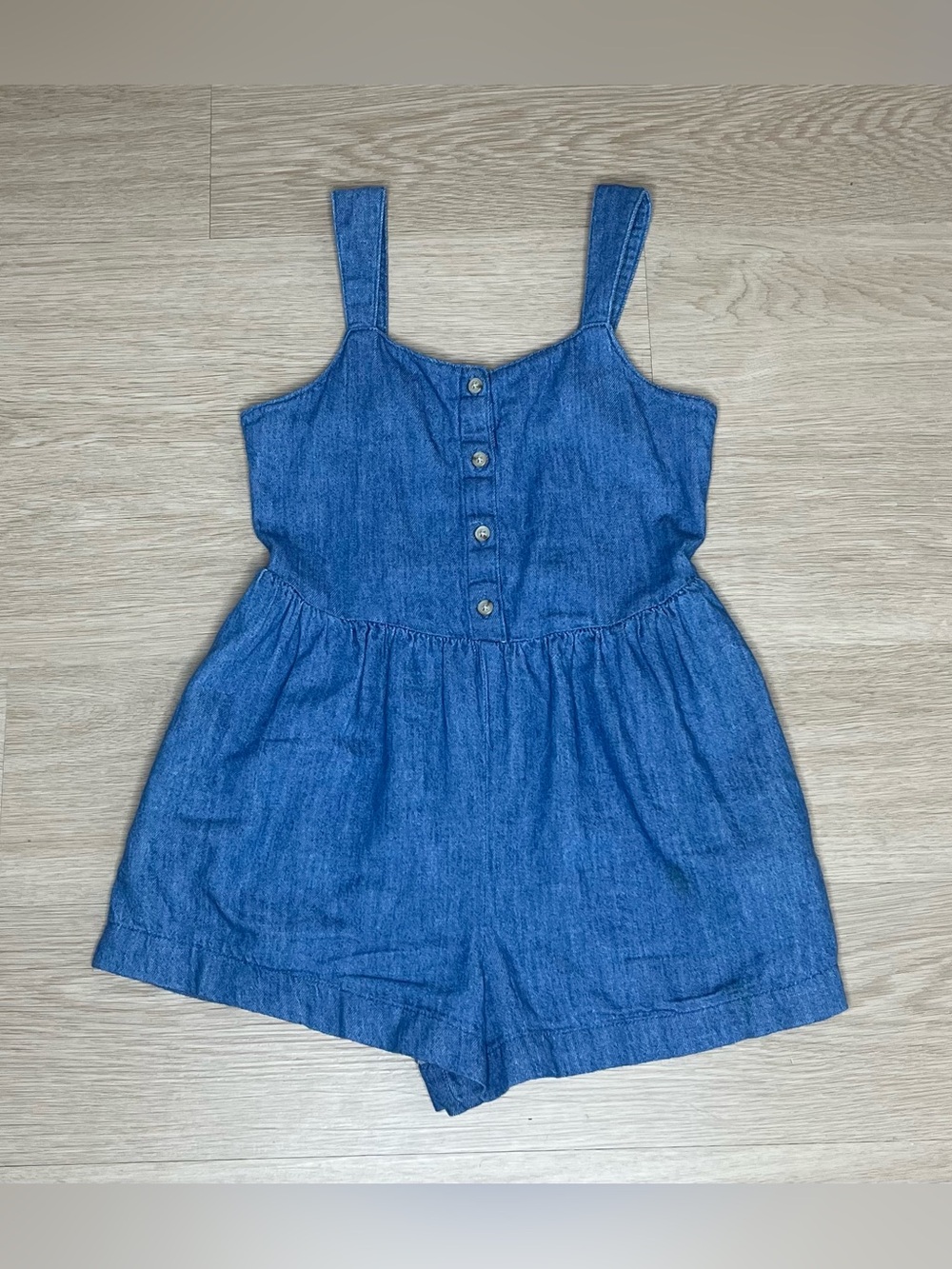 Old Navy Blue Denim Girls' Romper with Button Front